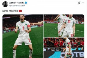 九游体育平台-阿什拉夫社媒庆祝晋级非洲杯四强：永远的摩洛哥